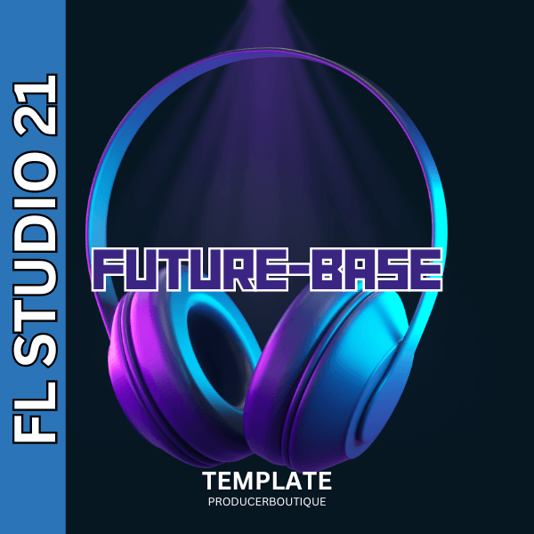 Neon headphones with FL Studio 21 FUTURE EDM text, FL Studio 21 promotional graphic.